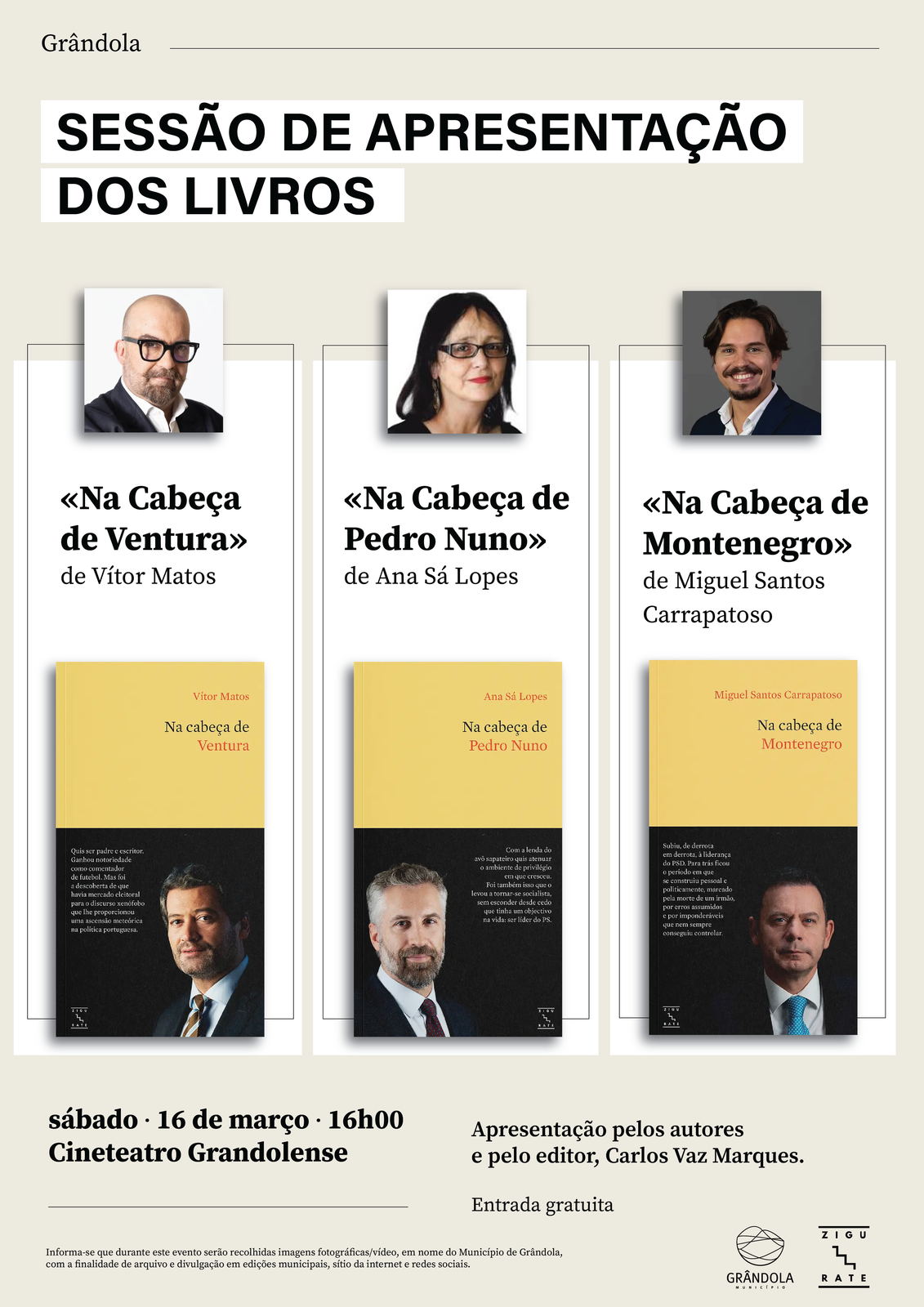 LITERATURA | Sessão de Apresentação dos Livros de Vítor Matos, de Ana Sá Lopes e de Miguel Santos...