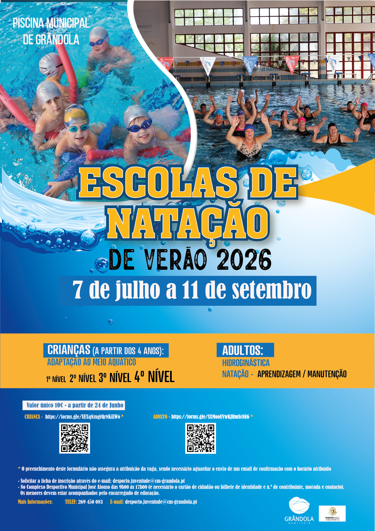 DESPORTO | Escolas de Natação » 7 de julho a 11 de setembro
