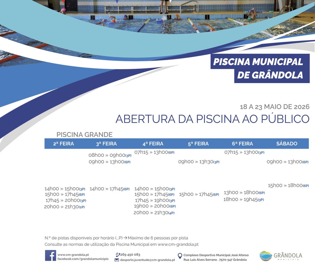 DESPORTO | Horário » Piscina Municipal