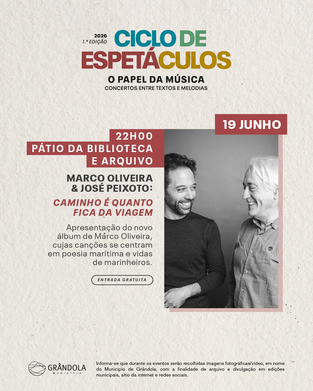 MÚSICA | 1.ª Edição Ciclo de Espetáculos - Marco Oliveira & José Peixoto: Caminho é Quanto Fica d...