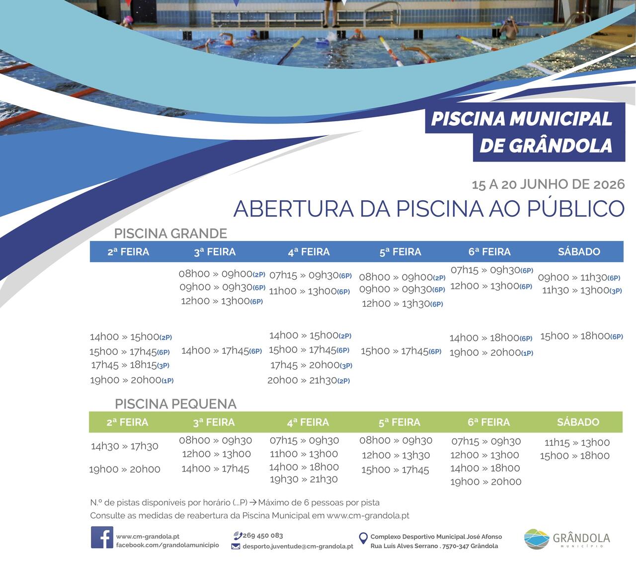 DESPORTO | Horário » Piscina Municipal